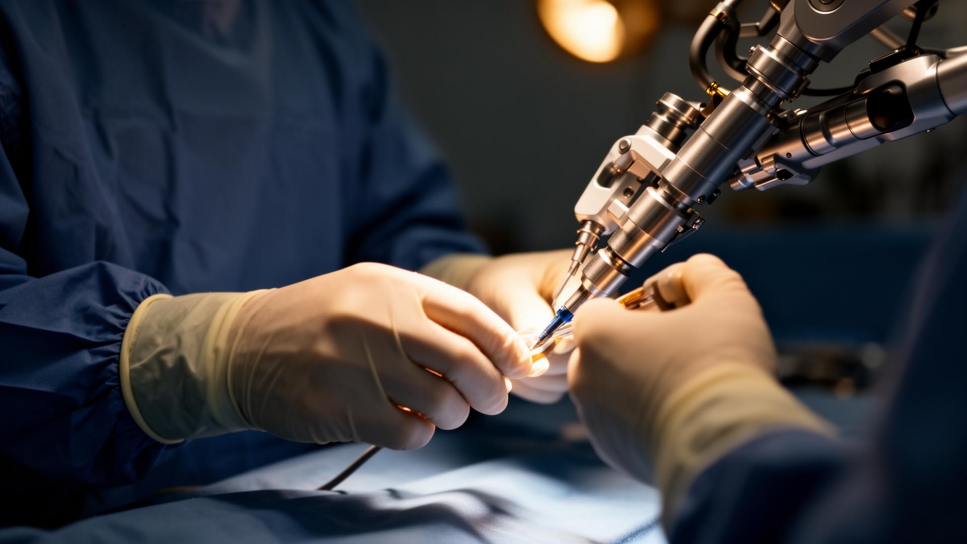 Surgeon working with a robotic surgical instrument